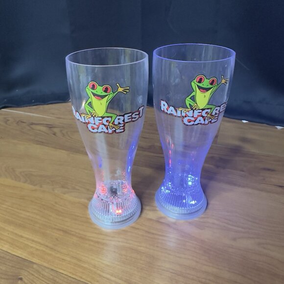Disney Springs Lot 2 Rainforest Cafe Plastic Pilsner Cup LED Light Up Beverage - Picture 7 of 10